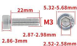 Гвинт із шестигранною головкою DIN912 M3*22 Болт із циліндричною головкою та внутрішнім шестигранником