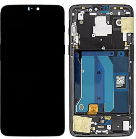 Дисплей (екран) для OnePlus 6 A6003 + touchscreen, чорний, OLED, з передньою панеллю, глянсовий, Mirror Black, фото 1