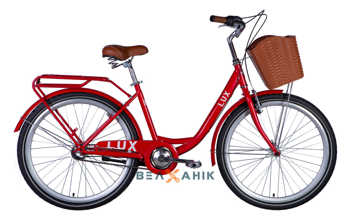 Велосипед 26" Dorozhnik LUX PH (рама 17") ST з багажником та корзиною червоний