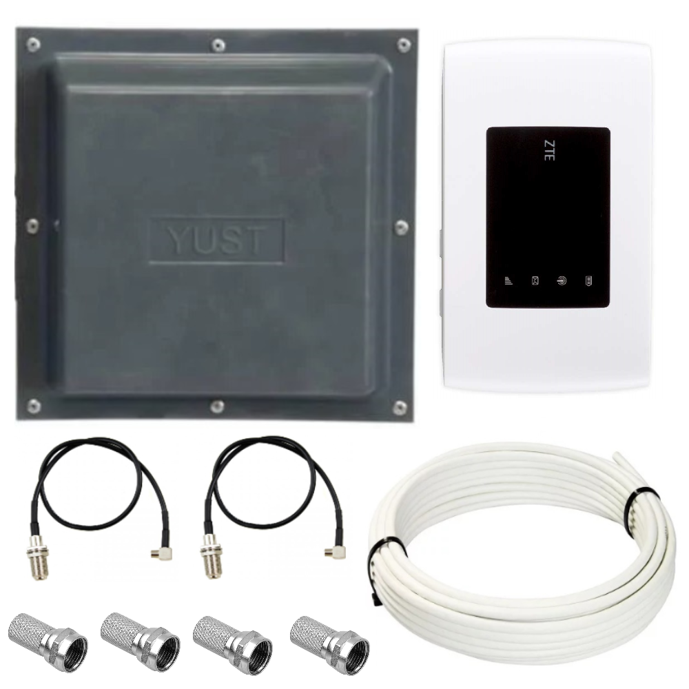 Комплект WiFi роутер 3G 4G LTE модем ZTE MF920U усі частоти з панельною антеною YUST MIMO 2x17 дБі, із зарядним, фото 1