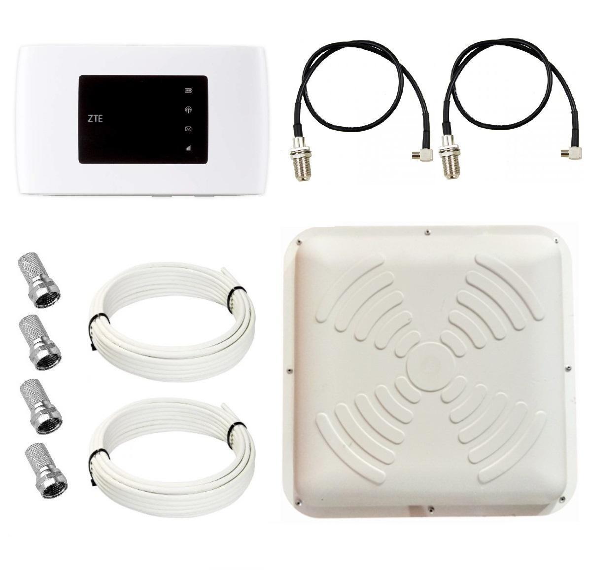 Комплект WiFi роутер 3G 4G модем ZTE MF920U з панельною антеною Energy MIMO 2x17 дБі, із зарядним, фото 1