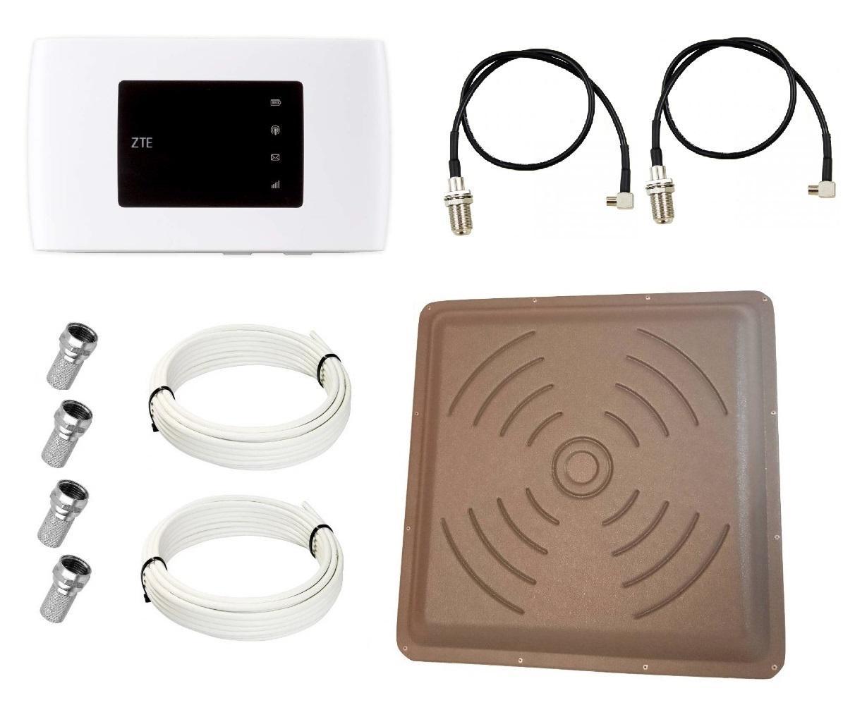 Комплект WiFi роутер 3G/4G модем ZTE MF920U з панельною антеною КВАДРАТ MIMO 2x24 дБі, із зарядним, фото 1