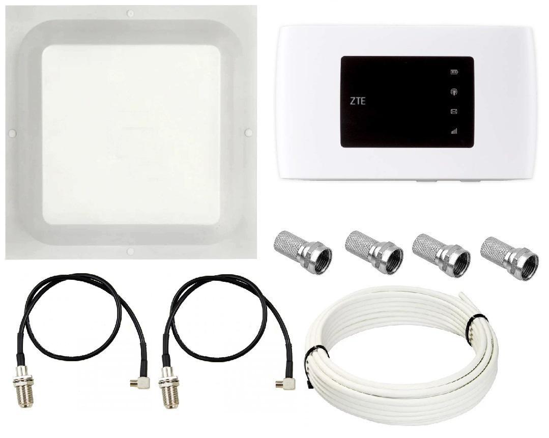 Комплект WiFi роутер 3G/4G модем ZTE MF920U з панельною антеною RNet КВАДРАТ MIMO 2x17 дБі, із зарядним, фото 1