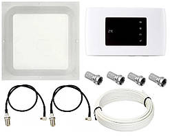 Комплект WiFi роутер 3G/4G модем ZTE MF920U з панельною антеною RNet КВАДРАТ MIMO 2x17 дБі, із зарядним