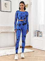 Костюм для фітнесу рашгард та легінси з Push-Up ефектом синій S