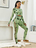 Костюм для фітнесу рашгард та легінси з Push-Up ефектом зелений S