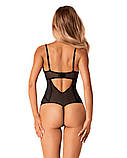 Боді з відкритим доступом чорне "Serena Love crotchless teddy" Obsessive (розмір XS/S), фото 4