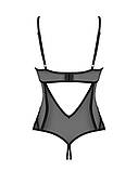 Боді з відкритим доступом чорне "Serena Love crotchless teddy" Obsessive (розмір XS/S), фото 6