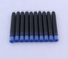 Чорнило для перових ручок, 5 шт., діаметр 3,4 мм, капсули, міжнародний стандарт. Сині