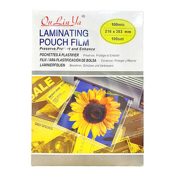 Плівка для ламінування А4 (216 * 303) 100 мк 100 л. OuLinYa A4-100 Mic