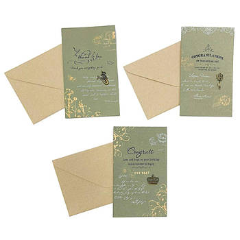 Лист з конвертом 10*18 см English 1505 крафт + позначал шильда