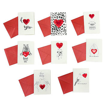 Лист з конвертом 10*15 см English об'ємне серце CS 1728