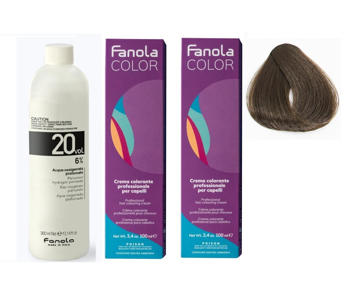 Набір Фарба для волосся Fanola №Fanola Color 6.0 - Dark Blonde 100ml  2шт. + Окислювач 6% 20 Vol 300 мл.