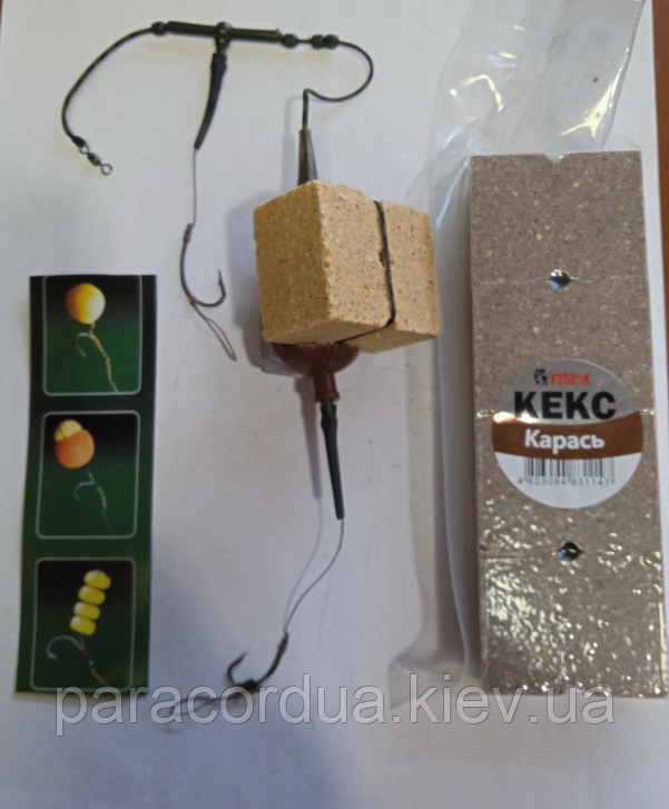 100 g. Оснастка фідерна "Гітара - Карп волосяний монтаж" (2 кр.) з Кексом Фанатик