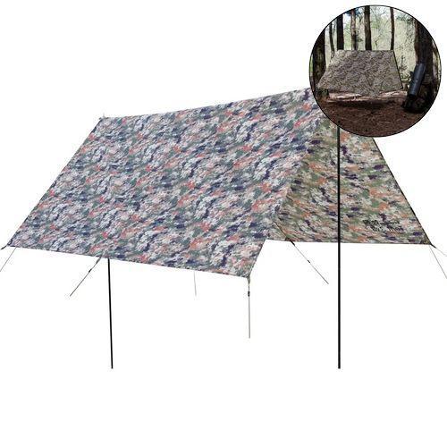 Туристичний тент зі стійками + відтяжки UTRT-104. 3,0х3,0 м. Камуфляж. Тент від дощу та сонця. Кемпінговий тент, фото 1