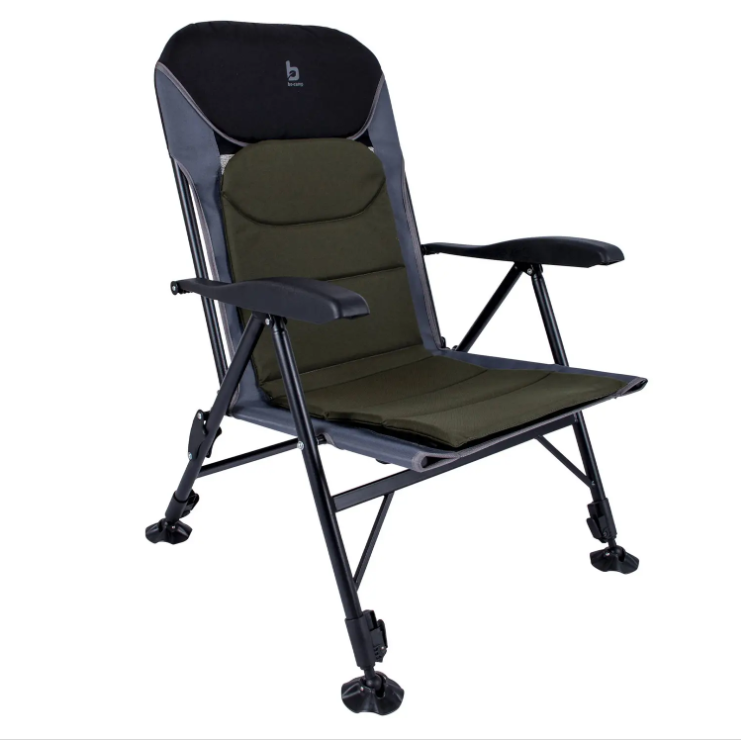 Крісло Туристичне Розкладне Bo-Camp Pike Black/Grey/Green (1204110) Кемпінгове Складне Крісло для риболовлі