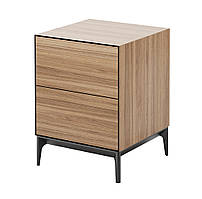 Пряма приліжкова тумба з двома шухлядами без ручок Alpha 1 Wood Gardi