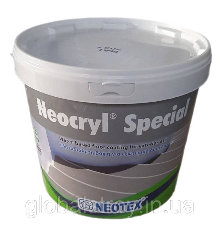Фарба акрілова для підлог паркінгів та гаражів Neotex Neocryl Special рал 7037 відро 9 кг