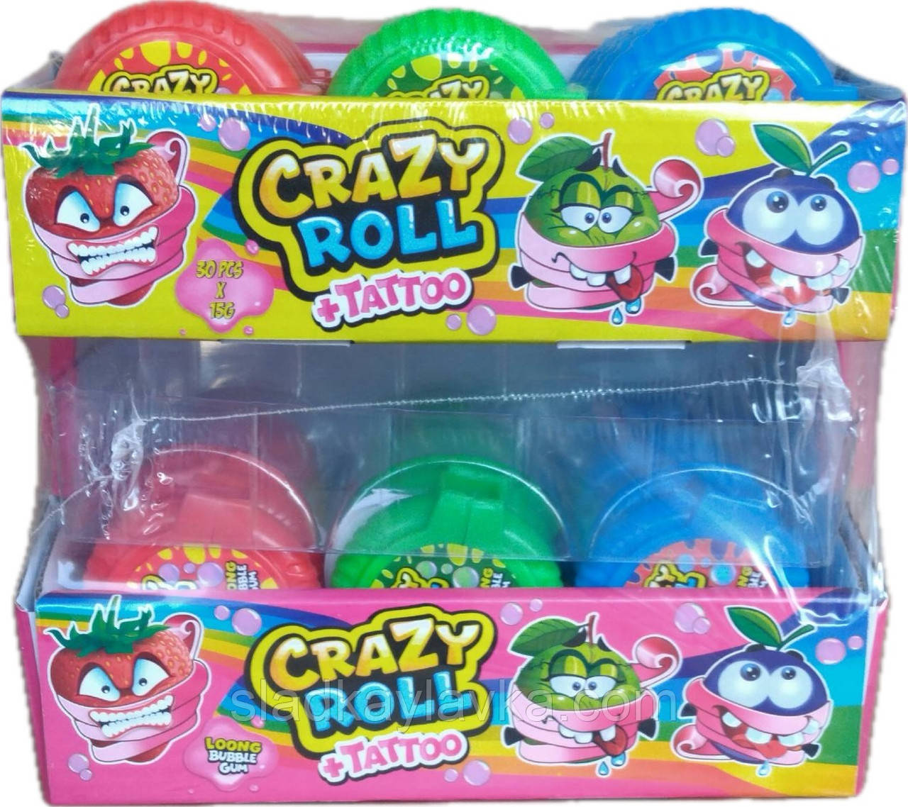 Жувальна гумка Crazy Roll + tattoo Рулетка 30 шт (Profisa)
