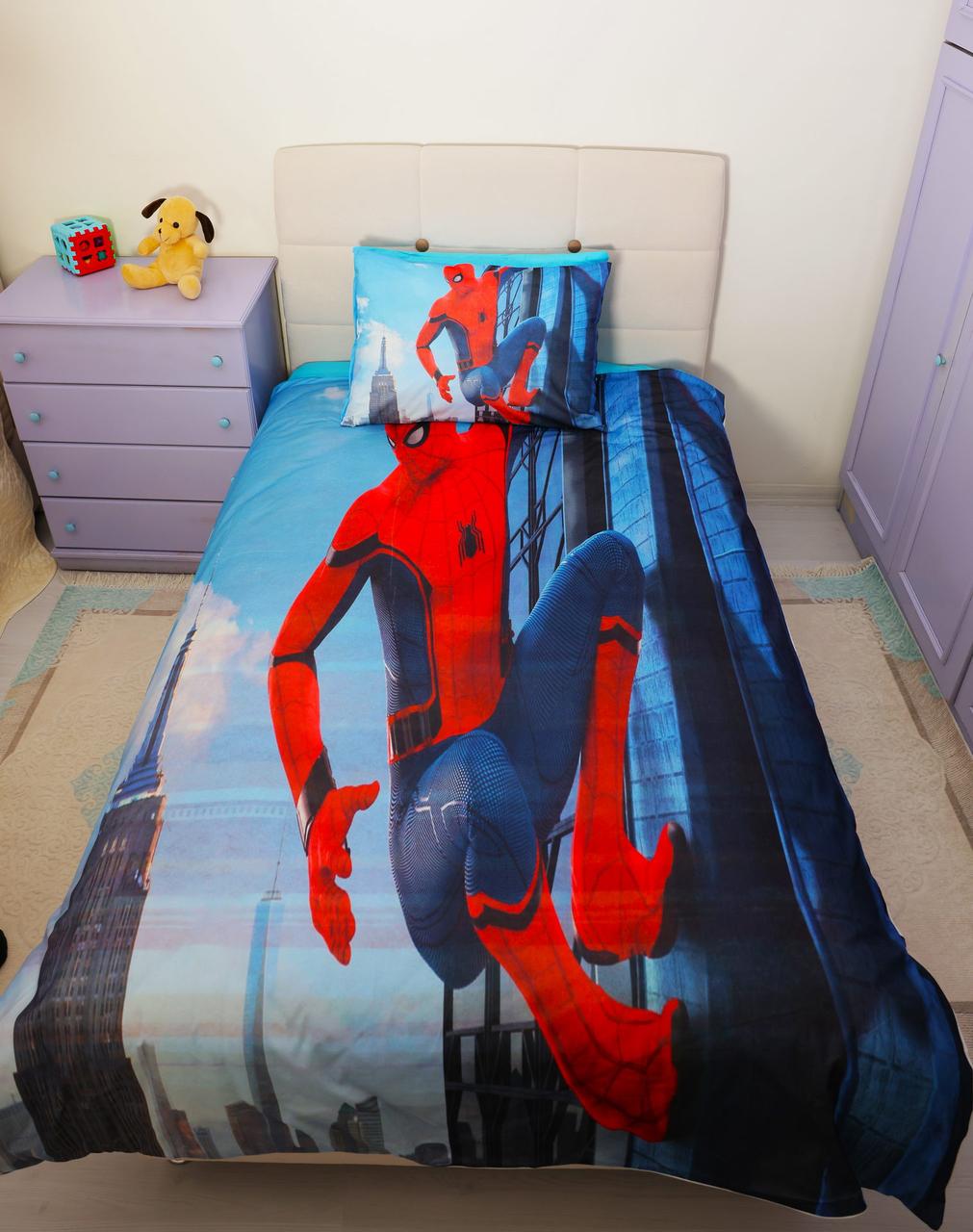 Дитяча постільна білизна Kayra Ranforse 160×220 Spiderman Building