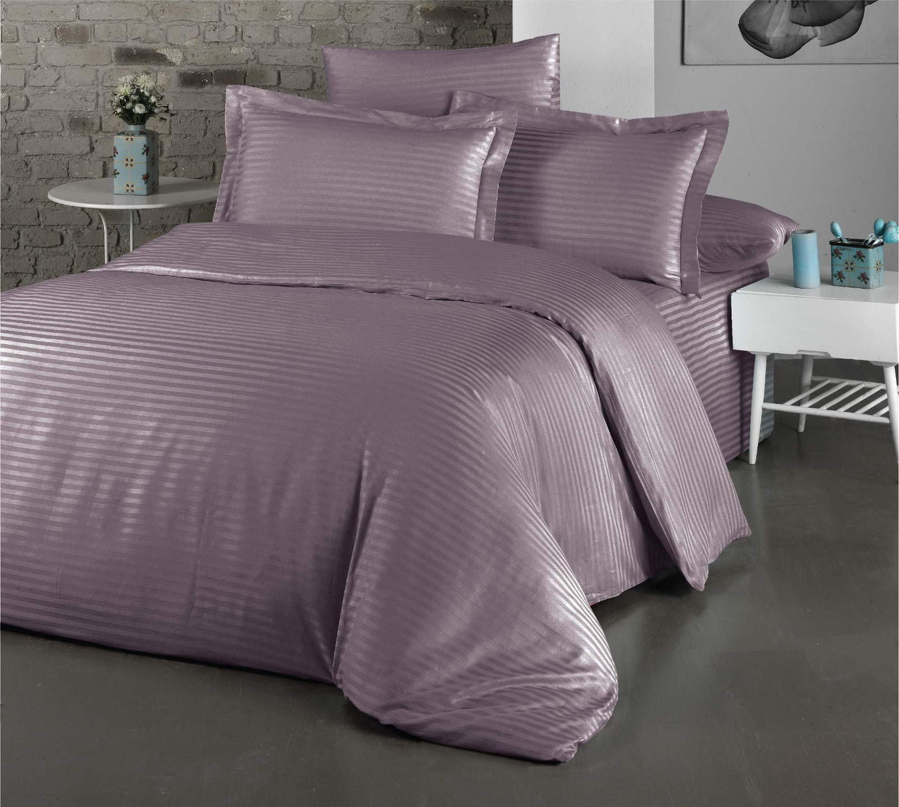 Постільна білизна Cotton Shine Stripe Satin 160х220 сімейний Murdum