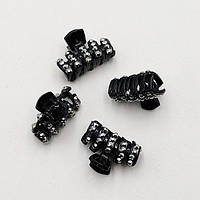 Краб для волосся 4х2,5 см 3 шт чорний пластик імітація страз