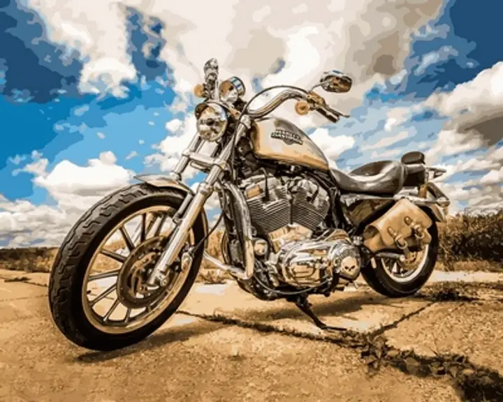 Алмазна мозаїка на підрамнику картина стразами 40х50 см DIY Мотоцикл (SGLE 70766 - F)