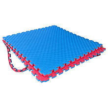Мат татамі EVA 100×100×2,5 см, покриття для дитячої ігрової зони, спортзалу, садочка, школи, червоний/синій