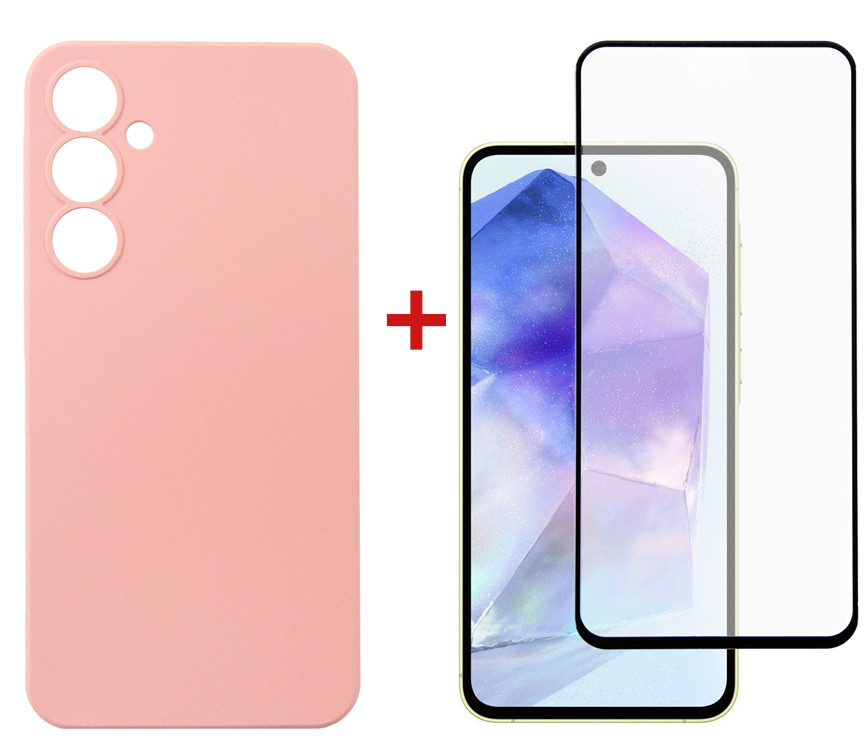 Чохол-накладка Dengos для Samsung Galaxy A55 SM-A556 Pink (DG-KM-92) + захисне скло, фото 1