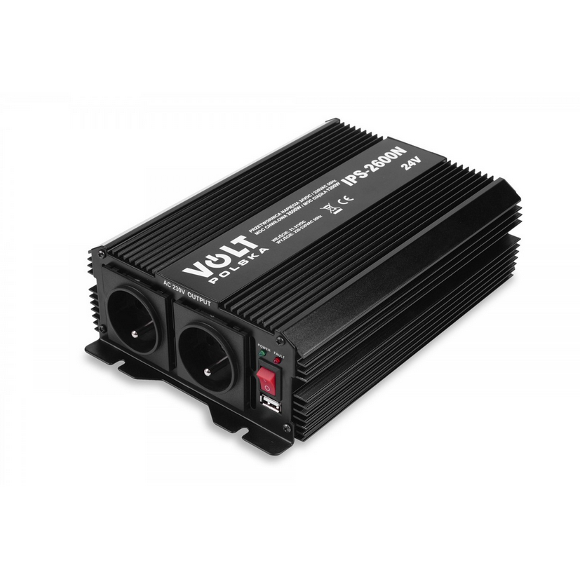 Перетворювач напруги Volt Polska IPS 2600 N 24/230 V (1300/2600W) + USB 3IPSN26024, фото 1