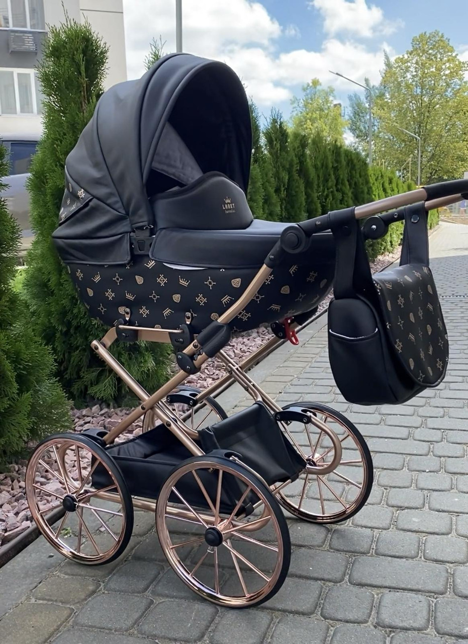 Коляска для ляльки Junama Laret Mini Classic Black/Rosegold