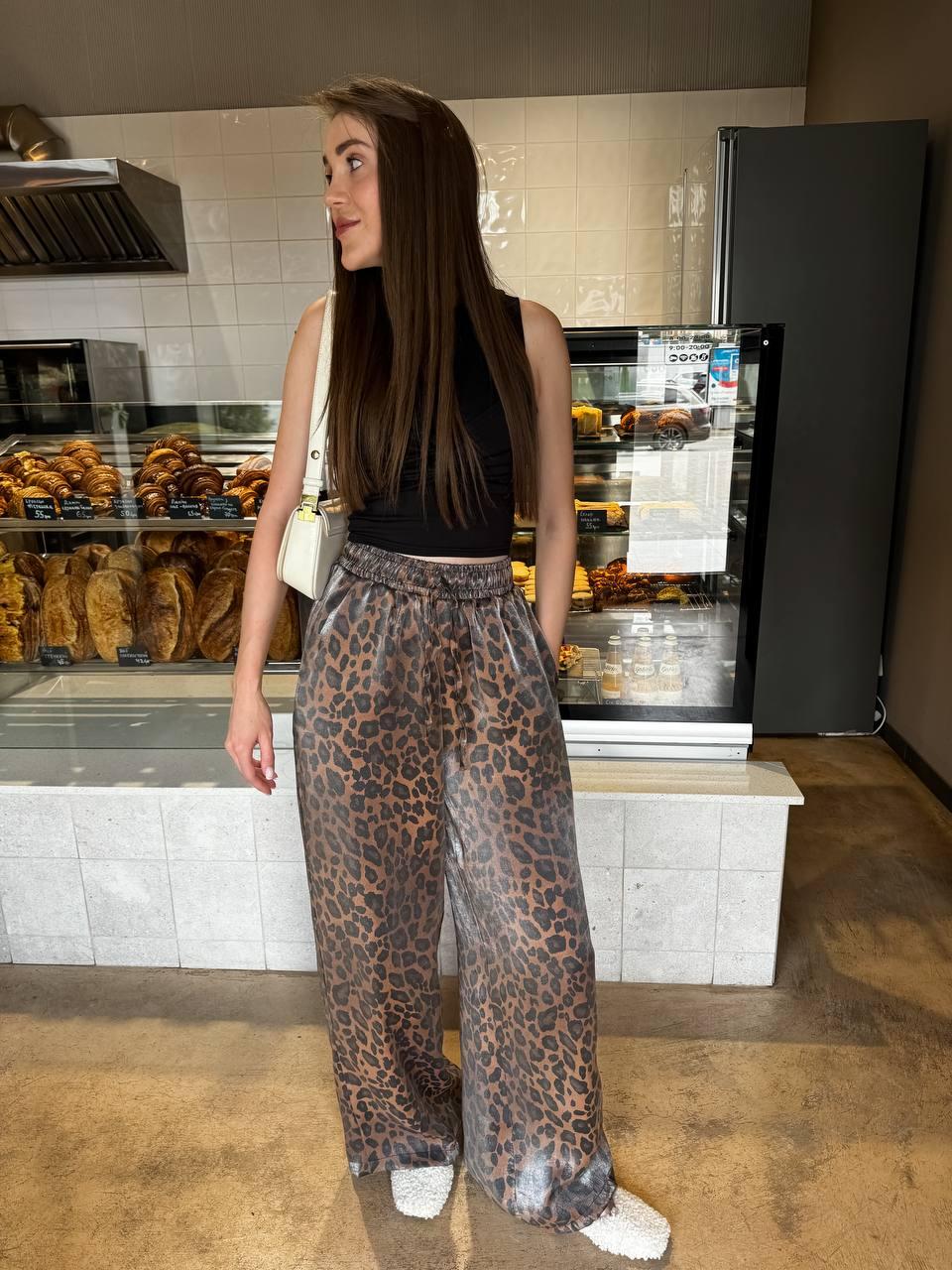 Жіночі штани палацо в леопардовий принт на резинці 63121093, фото 1