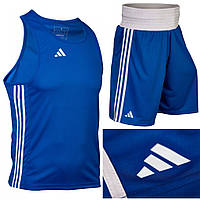 Форма для змагань з боксу синя чоловіча Adidas Base Punch New одяг боксерський спортивний комплект