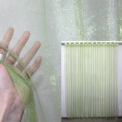 Готова тюль (2,5х2,7м.) батист з люрексовою ниткою. Колір салатовий. Код 1123т 42-0265