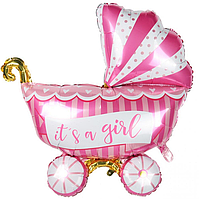Фольгована кулька велика фігура Коляска It's a girl 96х84см Китай