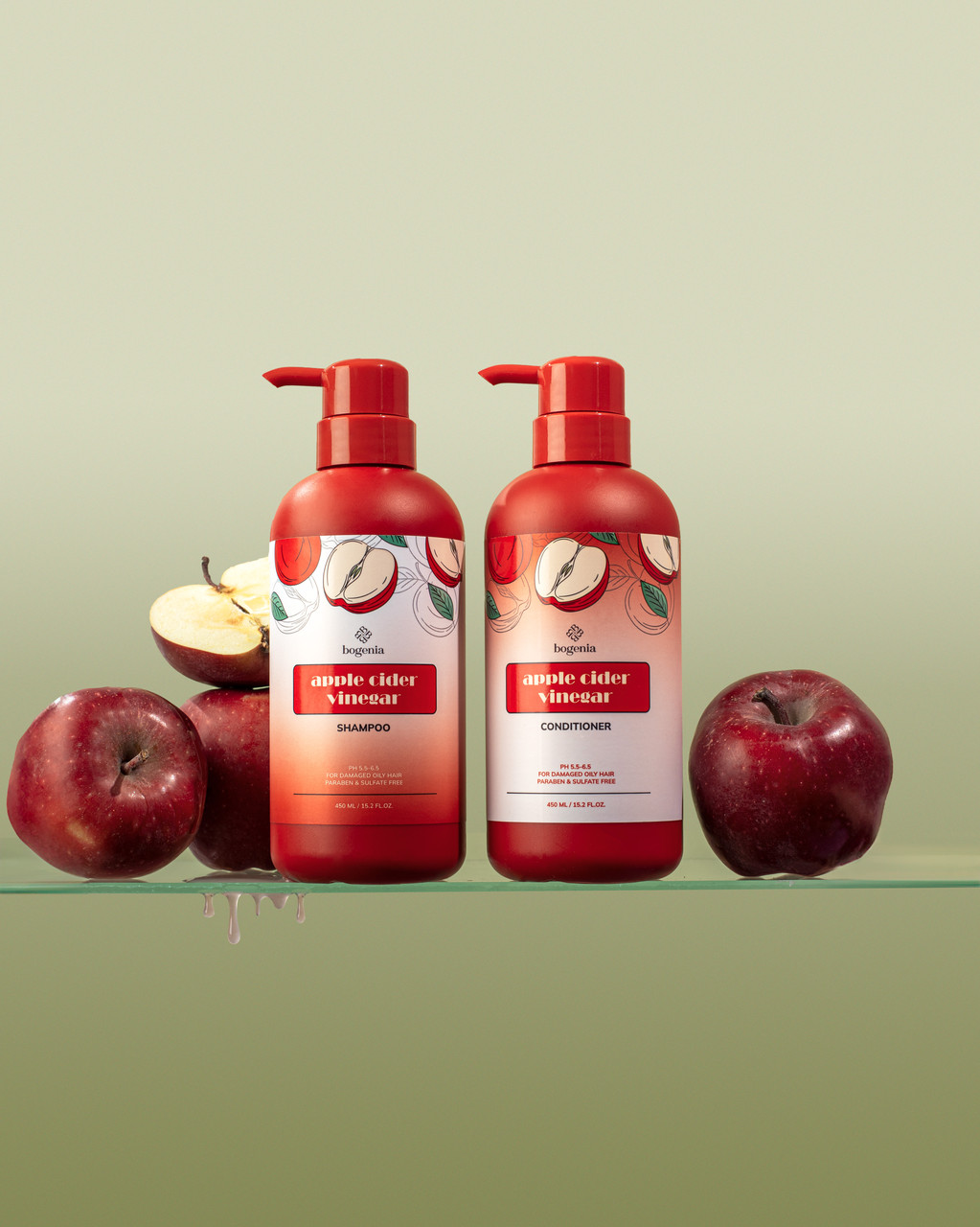 Набір 2в1: шампунь та кондиціонер для волосся Bogenia Apple Cider Vinegar, фото 1