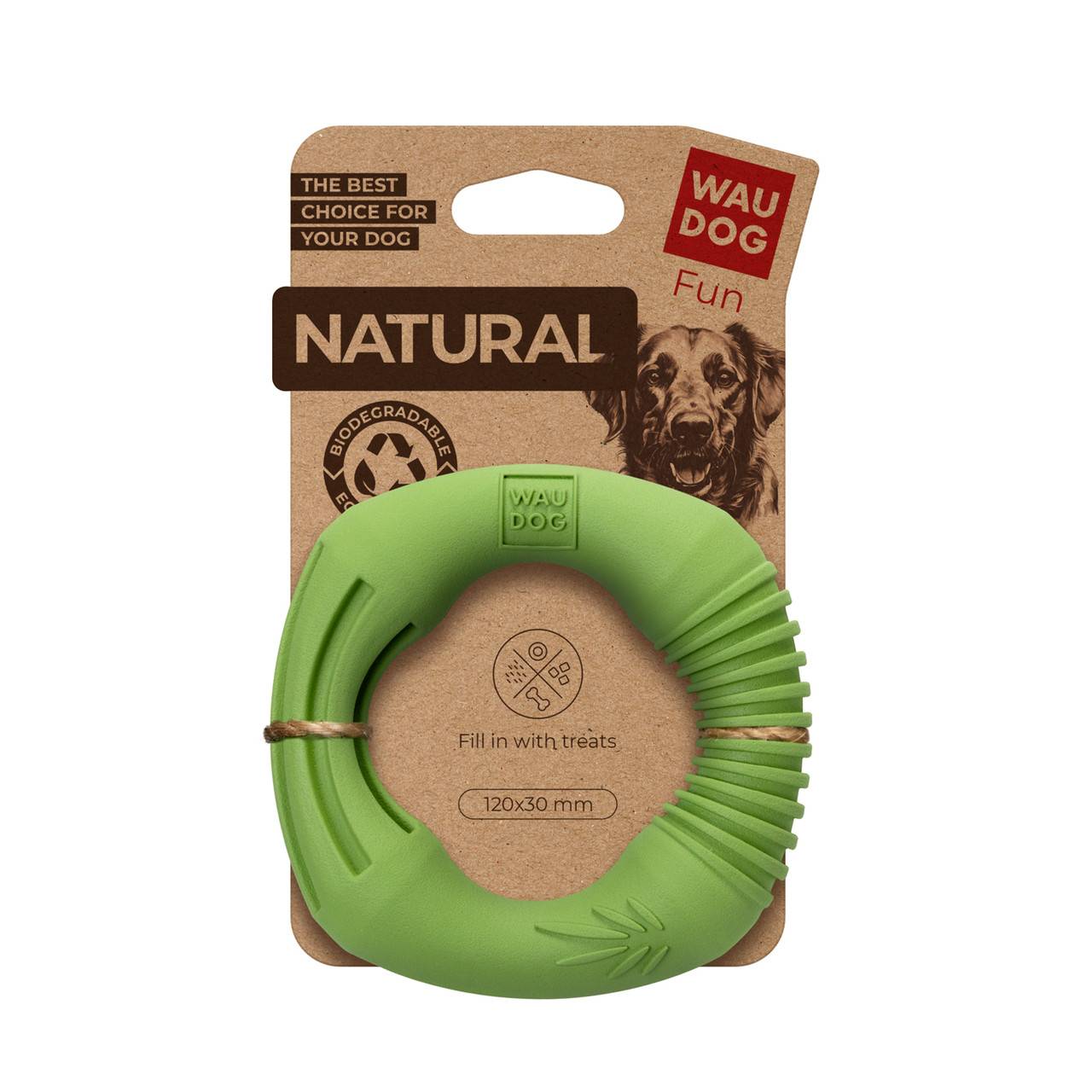 Іграшка для собак WAUDOG FUN Natural кільце, біорозкладна гума, 12 см, зелена