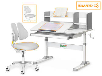 ErgoKids Комплект парта Ergokids TH-330 Grey + крісло Evo-kids Mio Lite G (арт.TH-330 W/G + Y-208 G)
