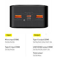 Портативна батарея повербанк з швидкою зарядкою BASEUS Bipow Overseas Power Bank 30000mAh 20W (чорний), фото 7
