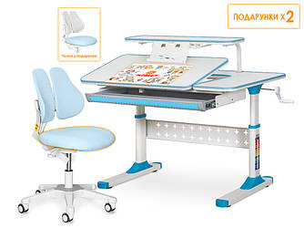 ErgoKids Комплект парта Ergokids TH-320 Blue + крісло Evo-kids Mio Lite KBL (арт.TH-320 W/BL + Y-208 KBL)