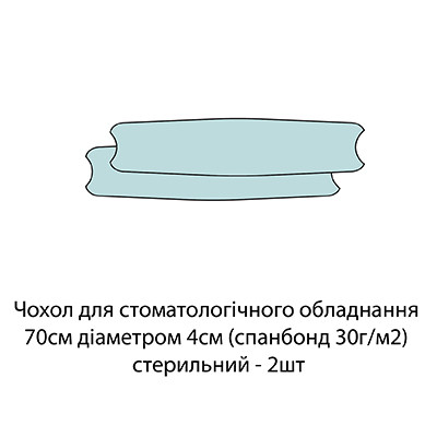 Чохол стоматологічний 70х4 см, спанбонд 30g/m2(г/м2), 1 пара, стерильний, фото 1