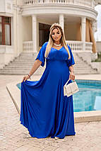 Плаття однотон із короткими рукавами міді шовк Розміри батал, фото 2