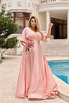 Плаття однотон із короткими рукавами міді шовк Розміри батал, фото 5