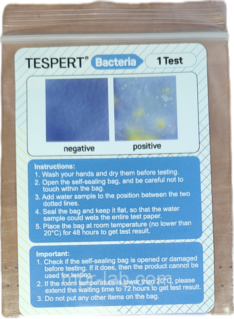 Тест-смужки для води Tespert: бактерії 1 шт/уп. Англія, фото 1