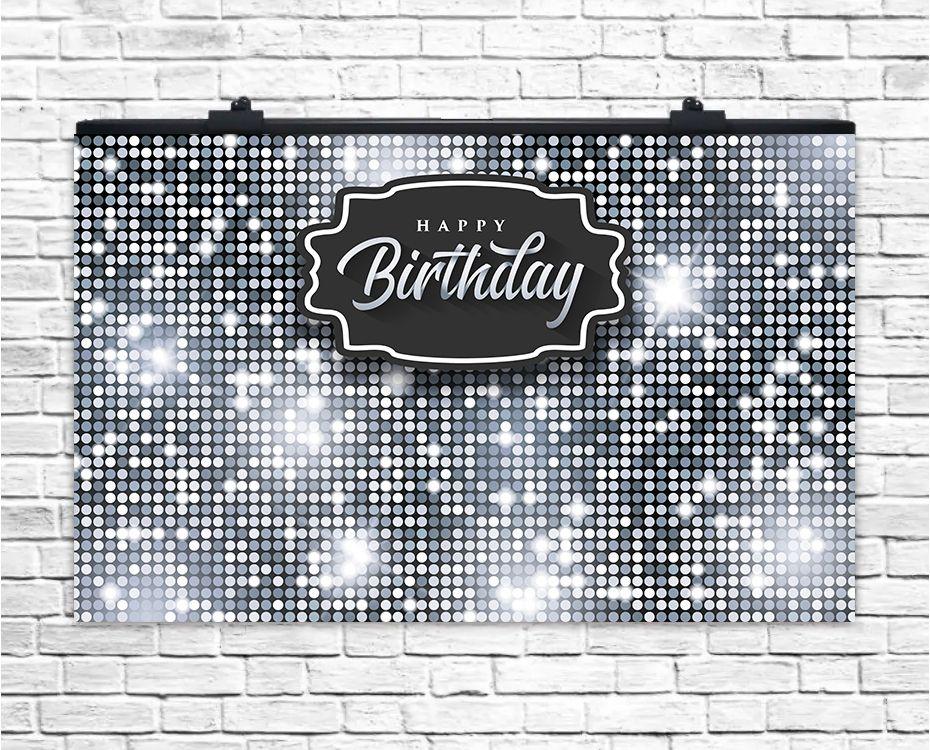Плакат для свята Happy Birthday срібло 75х120 см