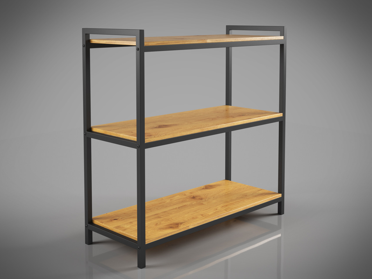 Стелаж Мінімал на три полиці метал чорний оксамит ДСП Фаєрвуд, 100х40х110 см (TeneroTM)