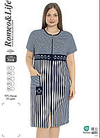 Жіночі літні халати на блискавці комбіновані з аплікацій