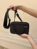 Сумка чорна прямокутна 60206 крос-боді через плече, фото 2