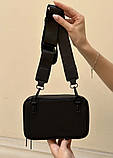 Сумка чорна прямокутна 60206 крос-боді через плече, фото 3
