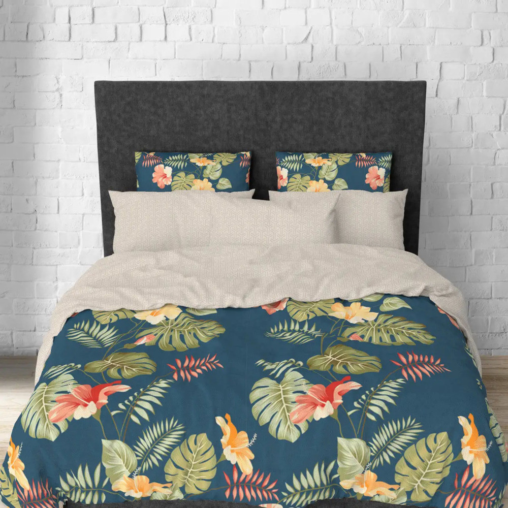 Двоспальна постільна білизна з простирадлом на гумці Ранфорс (22204) Постільна білизна з натуральних тканин, фото 1